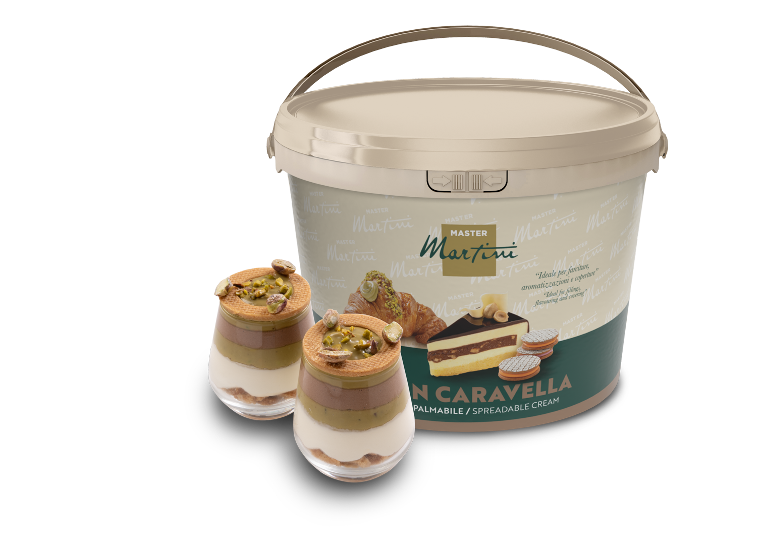 crema spalmabile post forno pistacchio granella crunch secchio per professionisti pasticceri per pasticceria